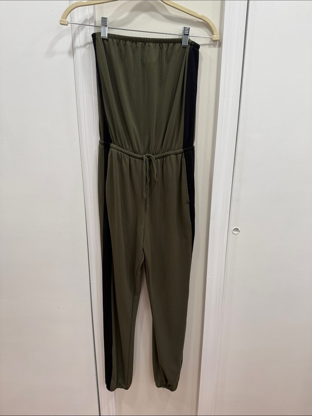 Express Strapless Olive Green Jumpsuit